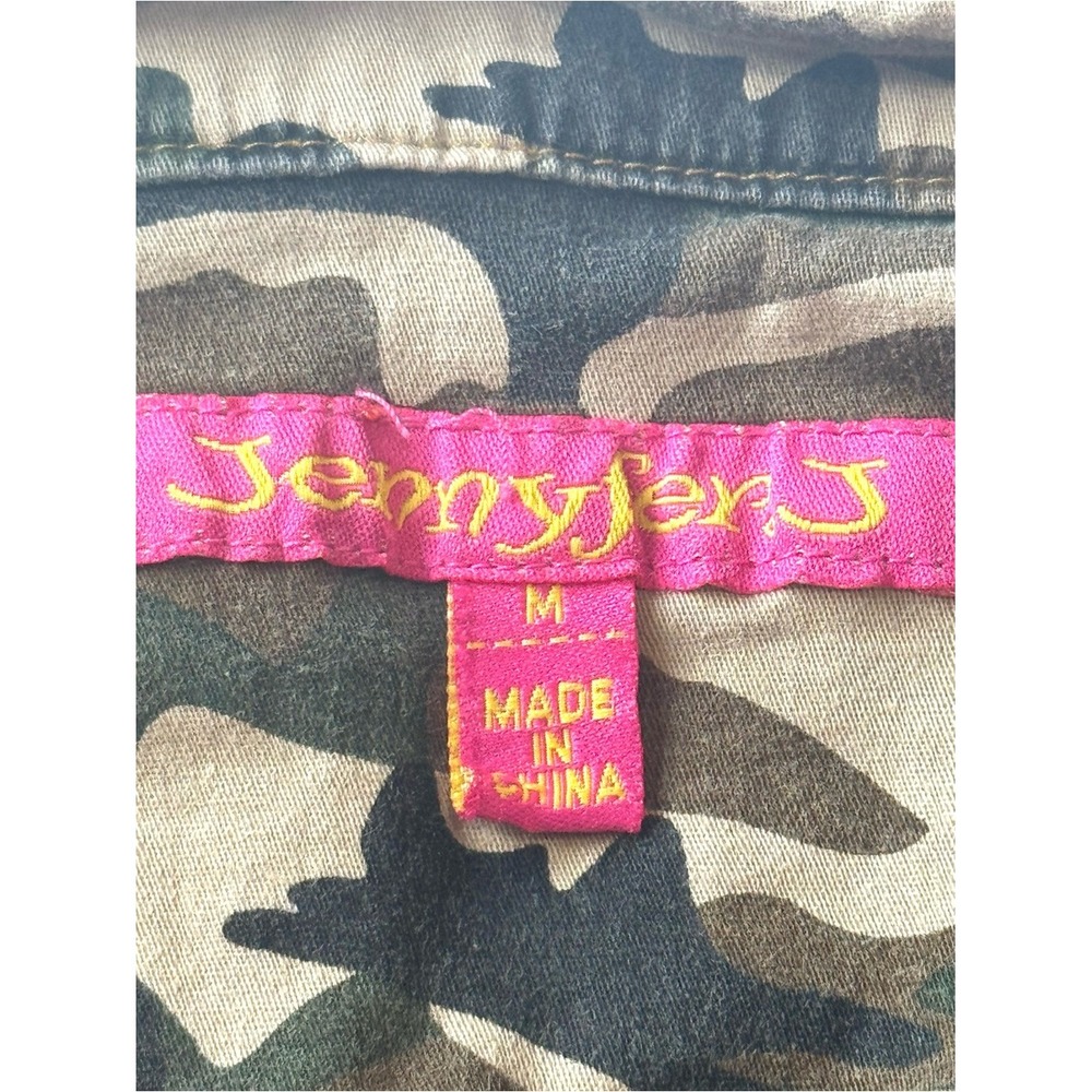 Y2K Jennyfer Camo Utility Jacket Cropped Military‎ Grunge Zip Up M - Picture 10 of 11